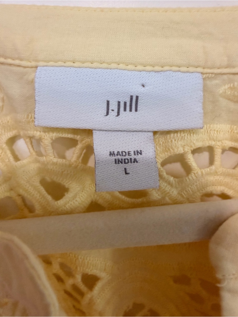 j.jill women’s yellow mixed media eyelet Henley top-size large NWOT - Picture 6 of 8
